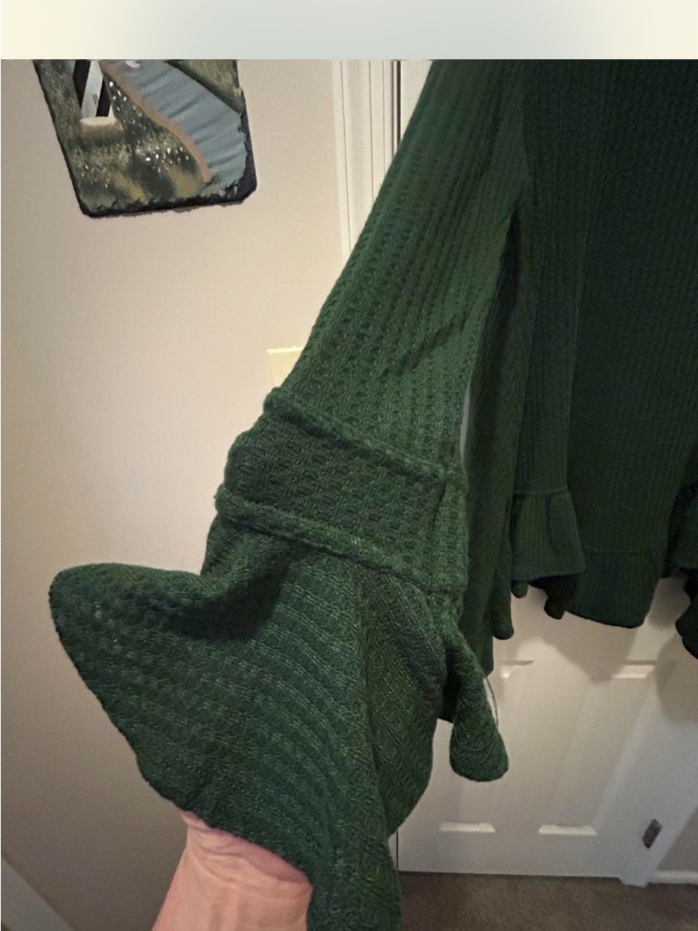 Forest Green Button-Front Ruffle Hem Tunic - Picture 4 of 4
